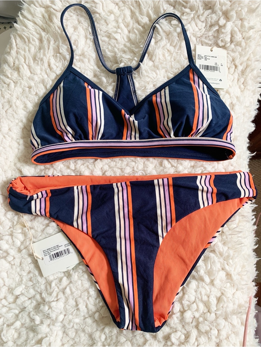 Carve Designs Sanitas Reversible Bottoms + Stinston Top Ravine Coral Bikini